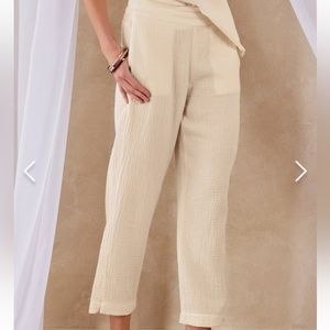 NWT soft surrounding linen summer capris pants cropped straight leg white